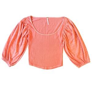 Free People Elise Puff Sleeve Tunic Top Smocked Crop Boho Womens XS